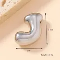 Polished stainless steel letter J bubble pendant, 2.3cm height, weighs 12.8g - Silver/Steel (J) (Large)