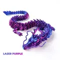 Dettaglio del drago articolato stampato in 3D con sfumatura viola e finitura metallica - 30CM Viola Laser