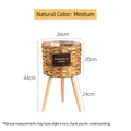 Handwoven rattan floor planter with wooden legs and waterproof liner for home decor - Medium / Natural Color