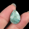 Faceted teardrop pendant crafted from natural green amazonite stone for DIY jewelry - Amazonite