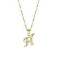 Gold plated H letter pendant necklace with sparkling cubic zirconia on cross chain - Letter H