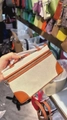 Beige canvas box bag with brown leather trim and top handle for women - Canvas Leather Splicing / Linen Brown