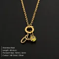 Roestvrijstalen ketting met hanger letter A en geel kristal in goudkleur - Letter O