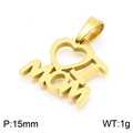 Polished 18K gold-plated stainless steel heart pendant featuring MOM letter carving - Gold MOM Letter Combination Pendant (KP100677-Z)