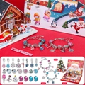 24-day Christmas advent calendar DIY bead bracelet kit with 22 festive charms and two chains - Christmas Surprise Hole With 3D Puzzle (M-27 With Puzzle)