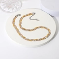 Collana a tre toni intrecciata piatta a serpente in argento, oro e oro rosa - Triplo Strato Tricolore
