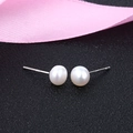 Elegante S925 zilveren oorbellen met glanzende witte ronde natuurlijke zoetwaterparels - 6-6.5mm / Wit