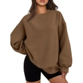 Brown oversized loose drop-shoulder hoodie for couples with casual long-sleeve design - Brown