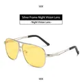 Silver aviator night vision glasses with yellow polarized lenses and metal frame - Gunmetal Frame HD Polarized Night Vision Yellow Lens (Night Use)