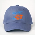 Blue Hawaii floral baseball cap with orange hibiscus embroidery and curved brim - One Size / Denim Blue