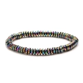 8mm magnetic rainbow hematite beaded stretch bracelet with iridescent disc beads - 6MM Rainbow Flat Disc