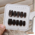 Handgefertigte braune Katzenaugen-Drucknägel mit magnetischem Schimmereffekt im Set - XS / Schwarz Grau Katzenauge (FM044-XS)