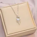 Elegant heart-shaped pendant necklace in silver finish with sparkling zircon stone - 6068 Curve Heart / Silver