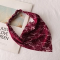Chiffon triangle headscarf in burgundy with white abstract pattern and elastic band - 11# Triangular Hairband