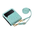 Mint green mandala embossed flip case for Samsung Galaxy Z Flip with adjustable strap - Mint Green