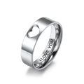 Anello cuore traforato in acciaio al titanio argento per coppie con incisione I LOVE YOU - 5# / Stile Uomo