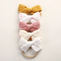 Lot de 5 bandeaux bébé en mousseline de coton aux couleurs variées sur fond beige - Style Multicolore Six (6)