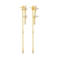 Eleganti orecchini lunghi a nappa placcati oro 18K con zirconi a taglio marquise - Farfalla a Frangia Lunga Dorata