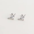 Elegant s925 silver wing-shaped stud earrings featuring marquise-cut clear zirconia - 925 Silver / White Gold