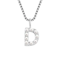 Silver titanium steel necklace with a pearl-inlaid 'D' initial pendant for women. - D-Steel Color