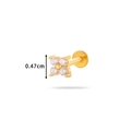 Flat-back stainless steel flower labret stud with gold plating and zircons 0.47cm - Four Leaf Clover Style (0167-1#) / Gold
