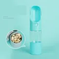 Portable 2-in-1 pet water and food bottle for dogs in tiffany blue plastic - Blue Water & Food Style / With Rabbit Ear Decoration