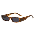 Retro kleine quadratische Sonnenbrille mit Leopardenmuster und dunkelgrauen Gläsern - Matt Leopardenmuster Grau
