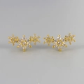 Pendientes de flores doradas con brillantes cristales de circonita para mujer - Color Dorado / Strass Blanco