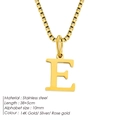 Minimalist 14K gold plated stainless steel letter E pendant necklace with box chain - Letter E / Gold