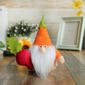 Handmade orange felt gnome plush with red carrot, nordic style autumn home decoration ornament - Orange Hat Carrot