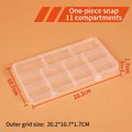 Transparent 11-compartment PP plastic organizer box for jewelry and craft supplies - 11-Compartment Integrated Buckle (20.2x10.7x1.7cm)