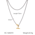 Detailed specs of the 70cm stainless steel ball chain necklace with gold toggle clasp - Double Layer Bead Chain T-Bar Style (HC-N40372)
