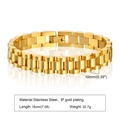 10mm wide gold plated stainless steel watch strap style bracelet for men in 18cm length - 10mm: 18cm / Gold