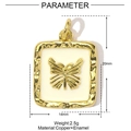 Detailed view of golden butterfly pendant with white enamel, size 20mm x 14mm - White Butterfly (YE957)