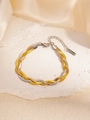 Détail du collier tressé bicolore en acier inoxydable avec tissage or et argenté - Bracelet Bicolore