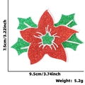 Molletta per capelli fiore di Natale rosso glitterato con foglie verdi per acconciatura - Stella di Natale Fiore