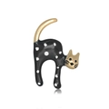 Cartoon spotted cat brooch with black oil finish and golden plating accents - Black Spotted Cat