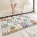 Tappeto da bagno assorbente a scacchi floreali in fibra di peluche colorata - Stagione dei Fiori / Tappetino da Bagno 40*60cm