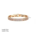 Elegante pulsera de tenis dorada con tres filas de cristales, 19 cm de largo y 0,8 cm ancho - Dorado