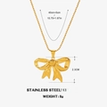 Collier avec pendentif nœud en acier inoxydable doré et chaîne réglable polie - Collier Noeud Papillon Doré