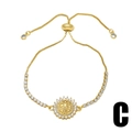 Gold adjustable St. Benedict medal bracelet with sparkling cubic zirconia pavé setting - St. Benedict Medal Style (C)