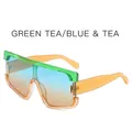 Occhiali da sole oversize con montatura sfumata verde trasparente e color tè - Montatura Tè Verde Blu Tè Sfumato