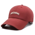 Classic dark red cotton baseball cap with white narason embroidery on front - Red