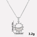 Details des 304 Edelstahl Sonnenanhängers Größe 1,8x1,4cm mit Muschel-Inlay - Silber-Weiße Perlmutt-Halskette