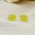 Miniature green resin grape charm with gold hook for DIY earring jewelry making - Small Light Yellow Grape