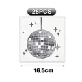Lot de 25 serviettes disco carrées de 16,5 cm avec motif de boule à facettes rétro - Serviette Boule Disco Blanche / Type standard