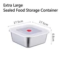Extra large square stainless steel food container with transparent lid and red air valve - 201 Stainless Steel / Sealed Lid Single / Square X-Large/Sealed Lid