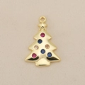Detailansicht goldener Weihnachtsbaumanhänger mit bunten Zirkoniasteinen und Stern - 18K Gold
