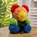 Rainbow foam rose bear with Just for you ribbon on a natural wooden tabletop - 35CM Naked Bear / Fruit Color (Rainbow)