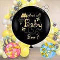 36-inch What will Baby Bee gender reveal balloon kit with pink and blue confetti - Bee Theme Black Balloon and Confetti